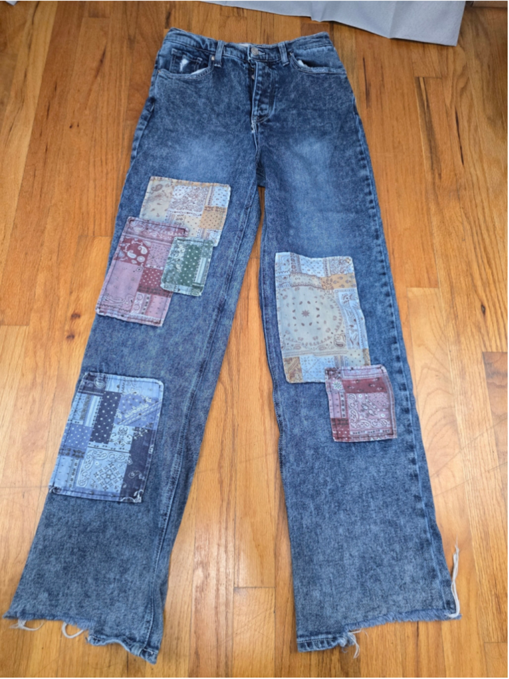 Women's So High Rise Patchwork Jeans Size 5 Blue Multicolor